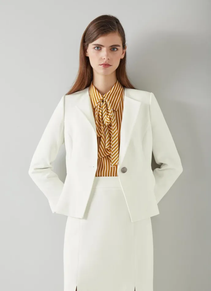 Women Sky Cream Crepe Jacket With Lenzing Ecovero Viscose Ivory LKBennett Coats and Jackets Women Sky Cream Crepe Jacket With Lenzing Ecovero Viscose Ivory LKBennett Coats and Jackets