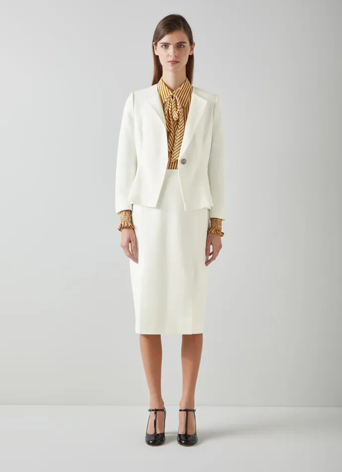 Women Sky Cream Crepe Jacket With Lenzing Ecovero Viscose Ivory LKBennett Coats and Jackets