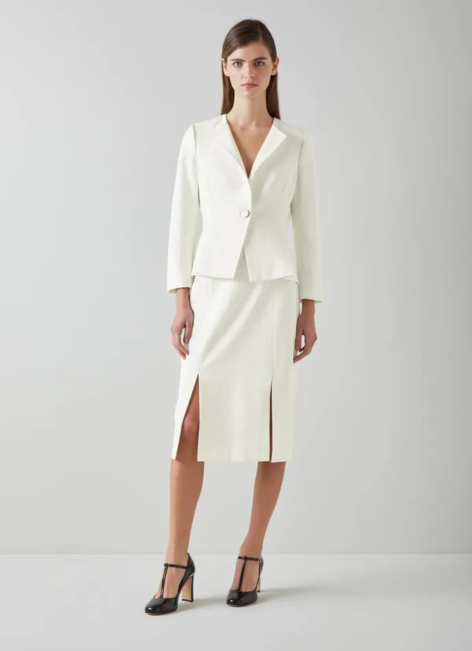 Women Sky Cream Crepe Jacket With Lenzing Ecovero Viscose Ivory LKBennett Coats and Jackets
