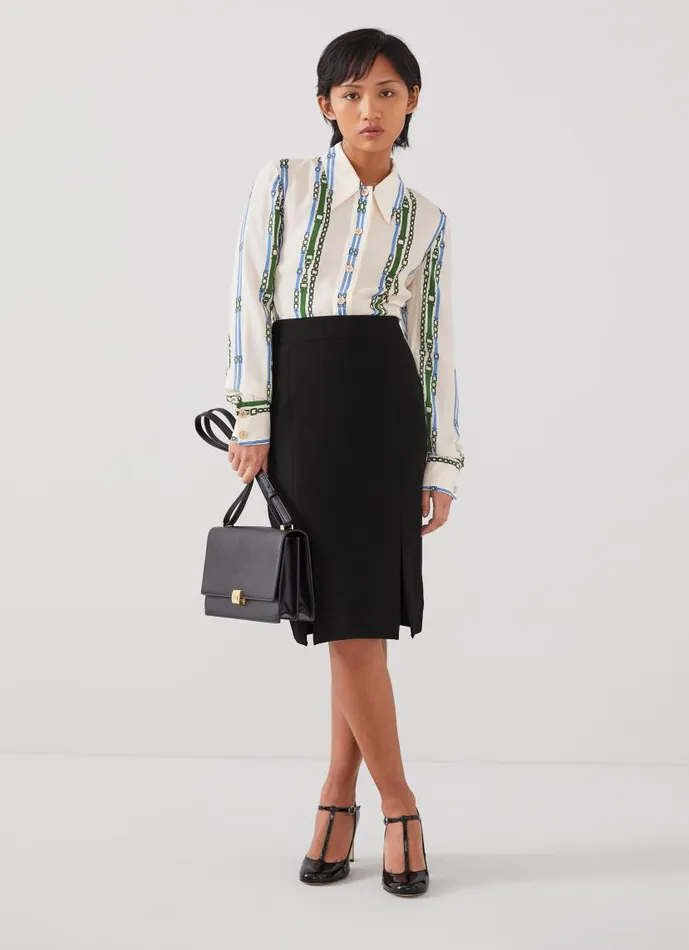 Women Sky Petite Black Crepe Pencil Skirt With LENZING ECOVERO Viscose Black LKBennett Skirts