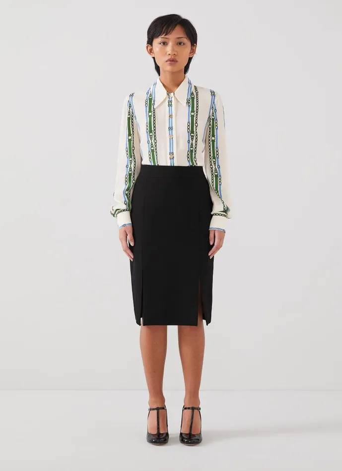 Women Sky Petite Black Crepe Pencil Skirt With LENZING ECOVERO Viscose Black LKBennett Skirts