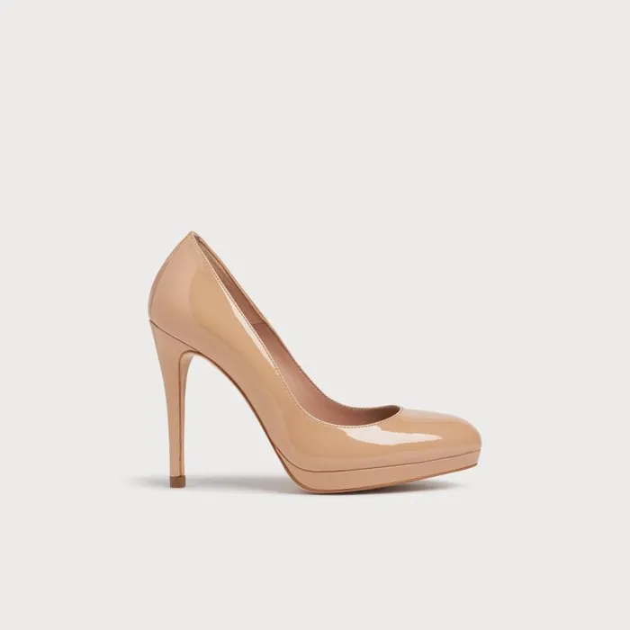 Women Sledge Beige Patent Platform Courts Beige LKBennett Platforms