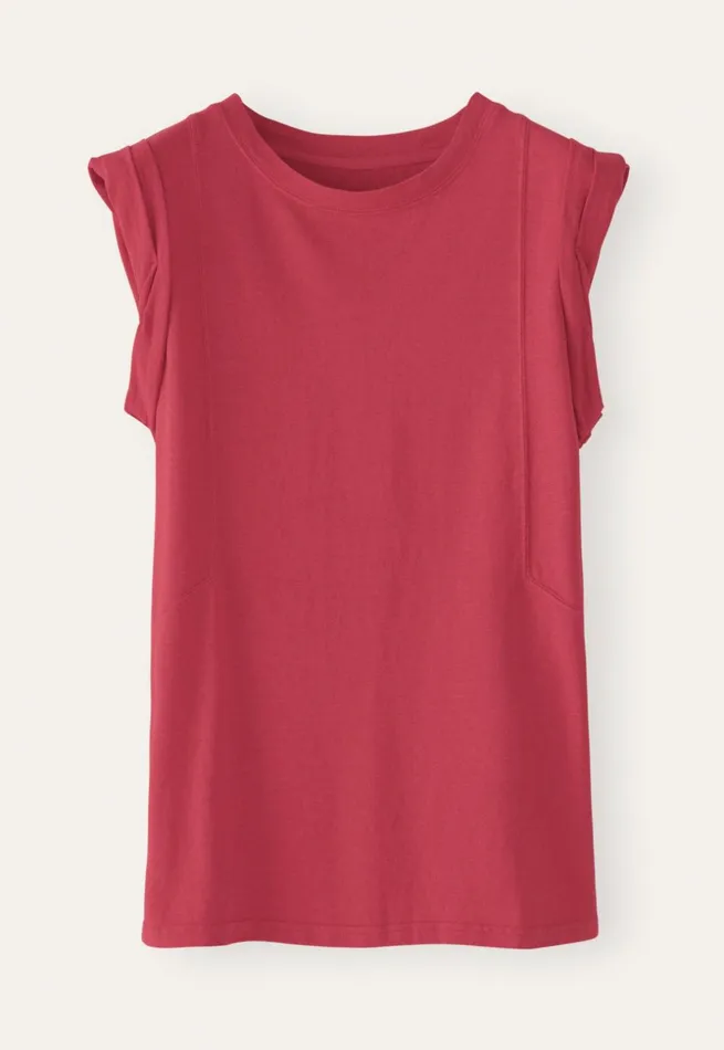 Women Sleeveless Jersey Top Cranberry Pink Poetry Fashion TShirt and Tops