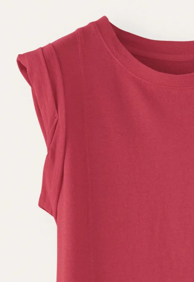 Women Sleeveless Jersey Top Cranberry Pink Poetry Fashion TShirt and Tops