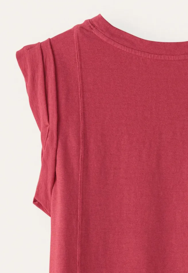 Women Sleeveless Jersey Top Cranberry Pink Poetry Fashion TShirt and Tops