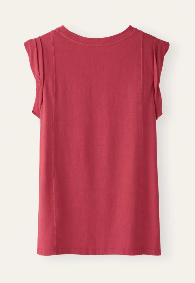 Women Sleeveless Jersey Top Cranberry Pink Poetry Fashion TShirt and Tops