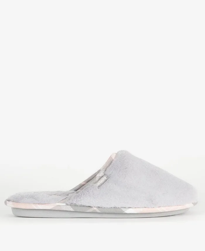 Women Slippers Barbour Agatha Faux Fur Slippers Grey Faux Fur