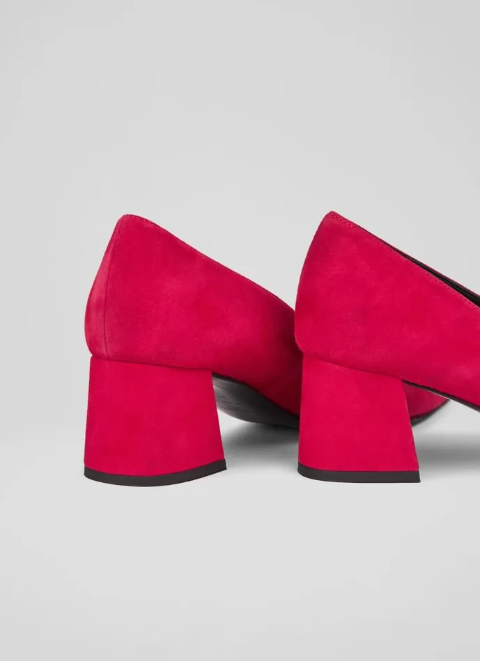 Women Sloane Pink Suede Block Heel Courts Cerise LKBennett Court Shoes