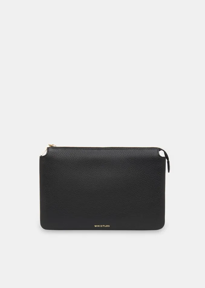 Women Small Bags and Clutches Whistles Black Elita Double Pouch Clutch