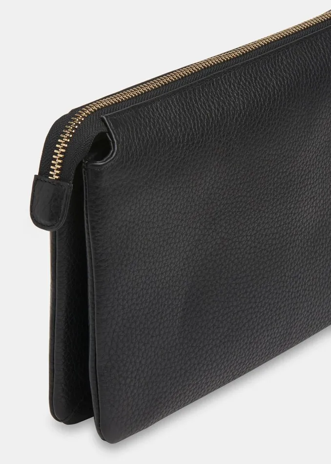 Women Small Bags and Clutches Whistles Black Elita Double Pouch Clutch