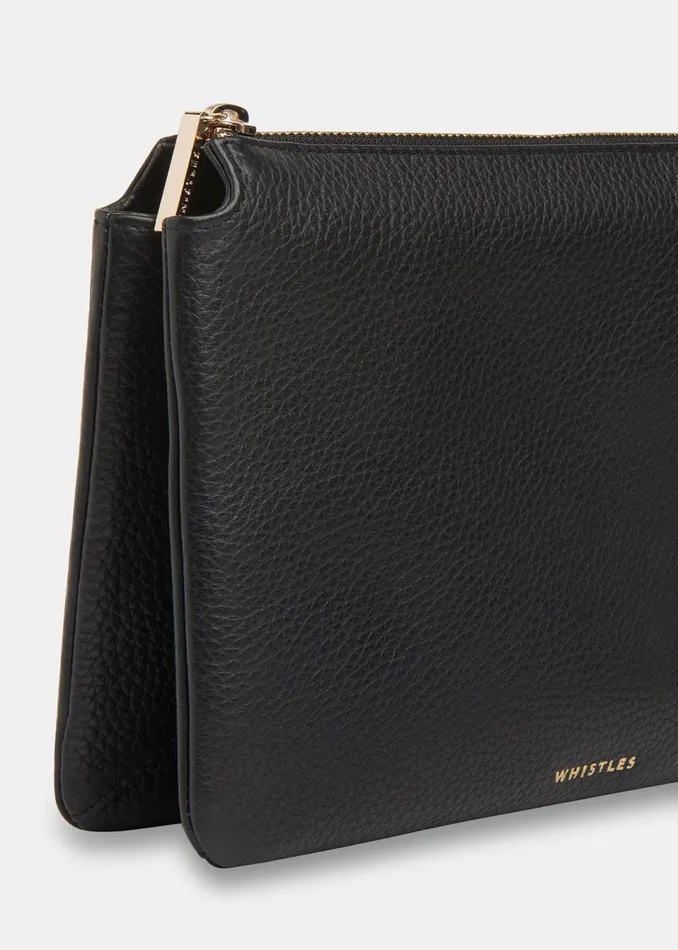 Women Small Bags and Clutches Whistles Black Elita Double Pouch Clutch