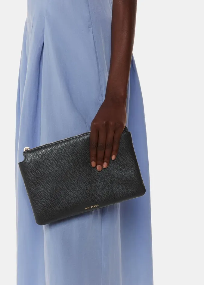 Women Small Bags and Clutches Whistles Black Elita Double Pouch Clutch