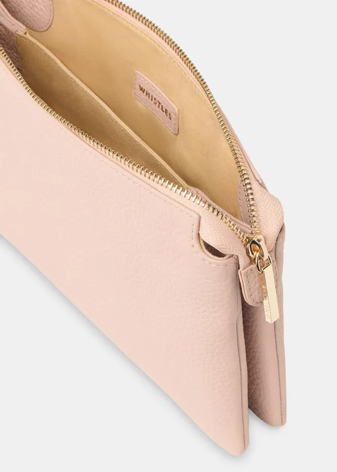Women Small Bags and Clutches Whistles Pale Pink Elita Double Pouch Clutch
