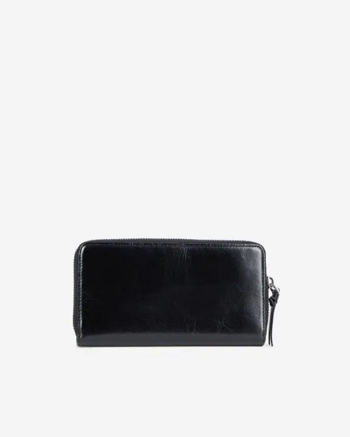 Women Small Leather Goods The Kooples Amelia Black Leather Wallet Black