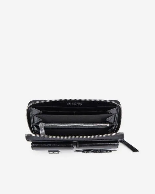 Women Small Leather Goods The Kooples Amelia Black Leather Wallet Black