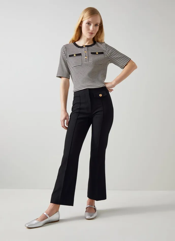 Women Soni Black ButtonDetail Tailored Trousers Black LKBennett Trousers