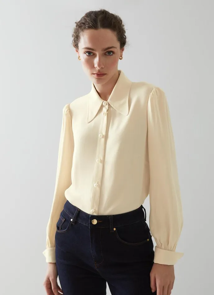 Women Sonya Cream Crepe Blouse Cream LKBennett Tops Women Sonya Cream Crepe Blouse Cream LKBennett Tops