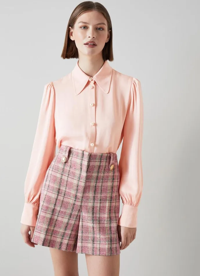 Women Sonya Pink Crepe Blouse Silver Pink LKBennett Tops