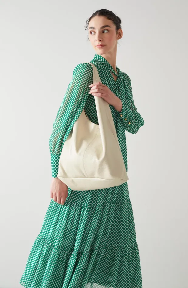 Women Soula Cream Leather Slouchy Shoulder Bag LKBennett Shoulder Bags