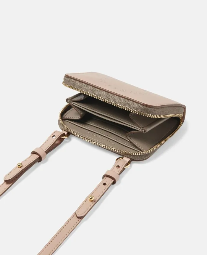 Women Strap Wallets Stella McCartney Logo Zip Strap Cardholder Powder