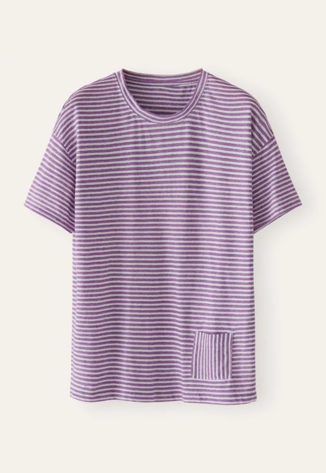 Women Striped Tshirt Purple White Poetry Fashion TShirt and Tops