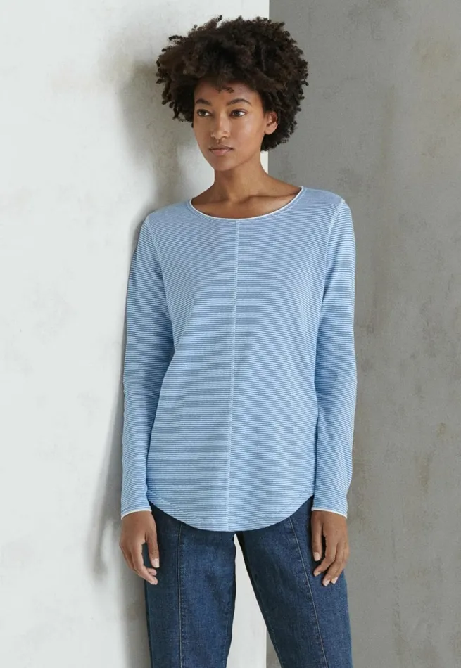 Women Striped Top Soft Indigo Poetry Fashion TShirt and Tops
