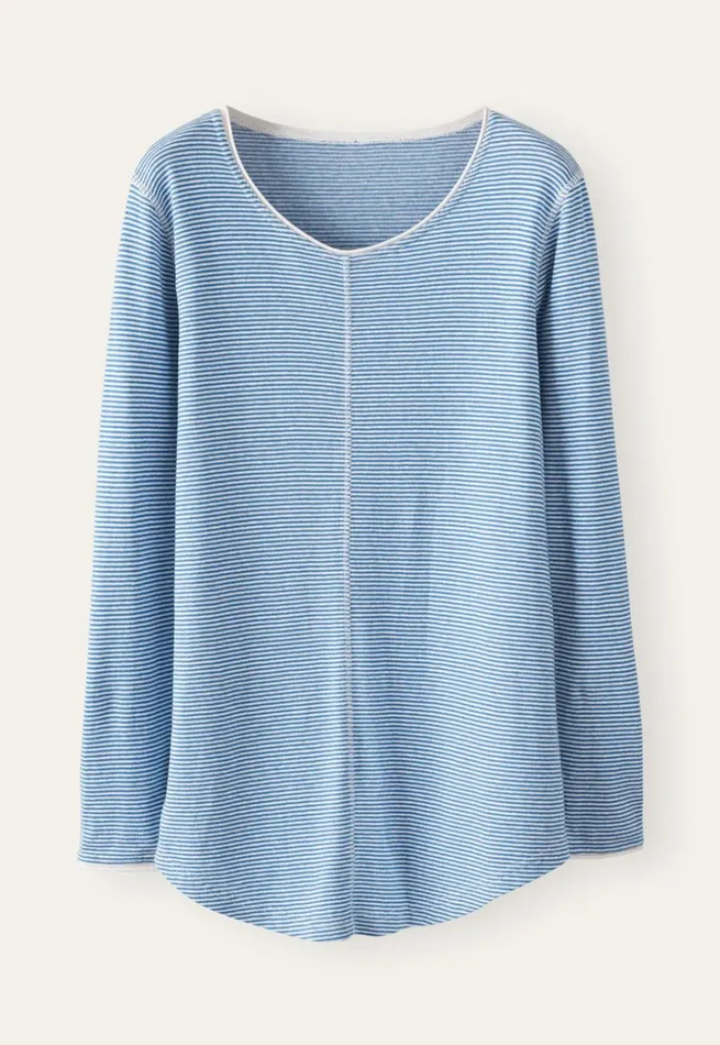 Women Striped Top Soft Indigo Poetry Fashion TShirt and Tops