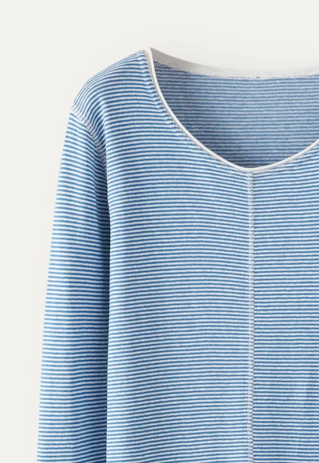 Women Striped Top Soft Indigo Poetry Fashion TShirt and Tops