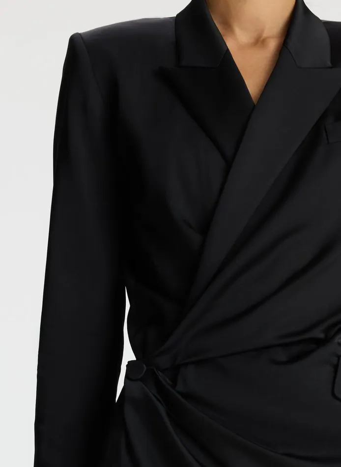 Women Suits ALC Indigo Satin Blazer Dress Black