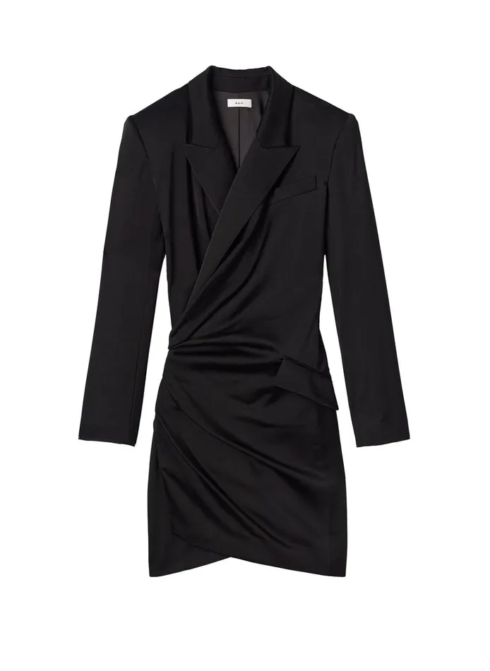 Women Suits ALC Indigo Satin Blazer Dress Black