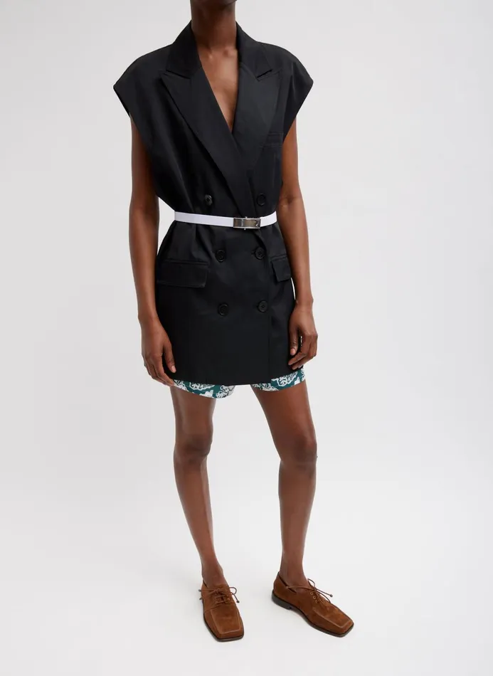 Women Suits Tibi Drapey Suiting Oversized Double Breasted Vest Black