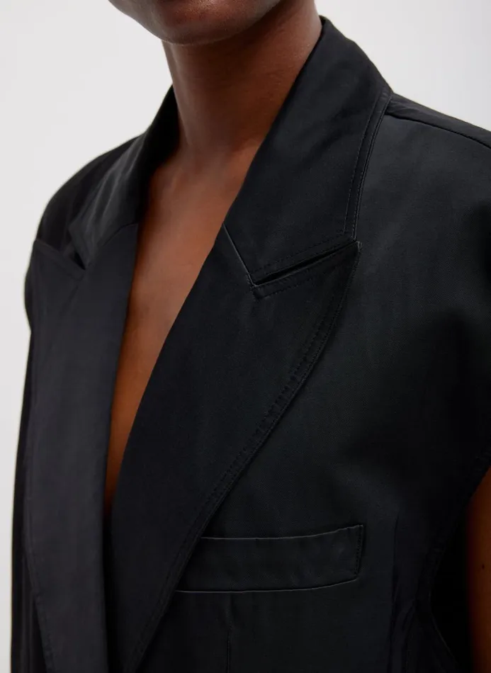 Women Suits Tibi Drapey Suiting Oversized Double Breasted Vest Black
