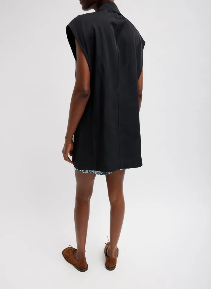 Women Suits Tibi Drapey Suiting Oversized Double Breasted Vest Black