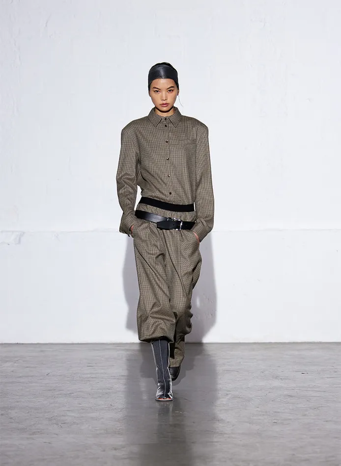 Women Suits Tibi Thomas Menswear Check Marit Pullon Pant Tan Multi