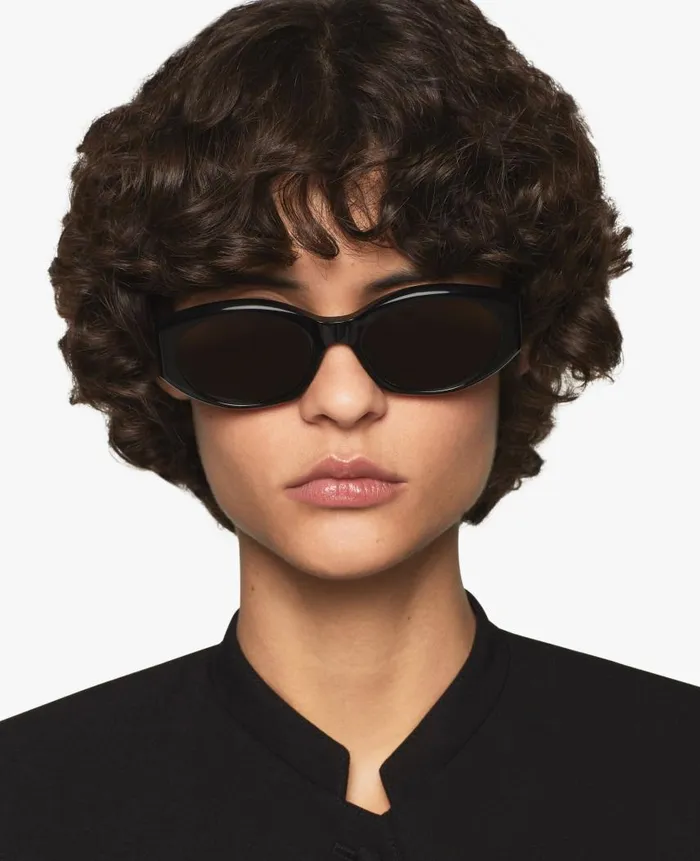 Women Sunglasses Stella McCartney Falabella Oval Sunglasses Glossy Black