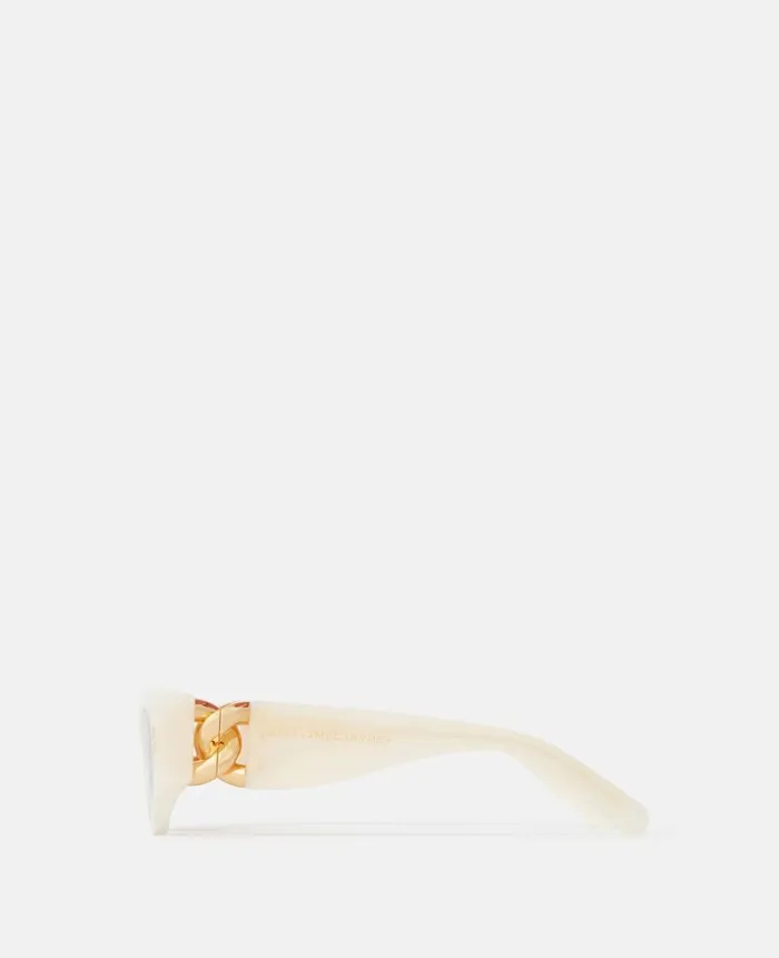 Women Sunglasses Stella McCartney Falabella Rectangular Sunglasses Opaline White