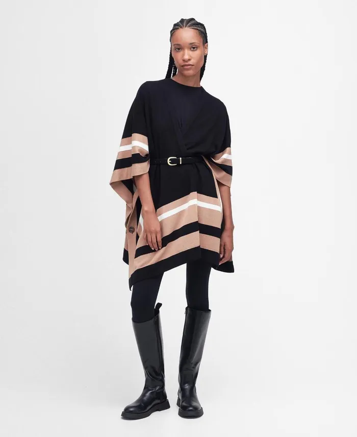 Women Sweaters and Knitwear Barbour Donna Knitted Cape Classic Black Women Sweaters and Knitwear Barbour Donna Knitted Cape Classic Black