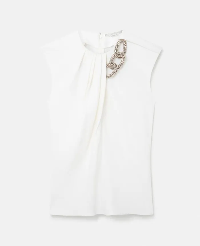 Women Sweatshirts And TShirts Stella McCartney Falabella Crystal Chain Sleeveless Top White Women Sweatshirts And TShirts Stella McCartney Falabella Crystal Chain Sleeveless Top White