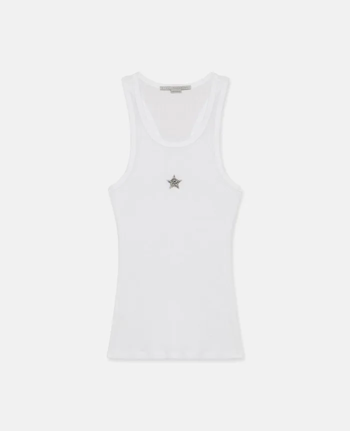 Women Sweatshirts And TShirts Stella McCartney Star Tank Top Pure White