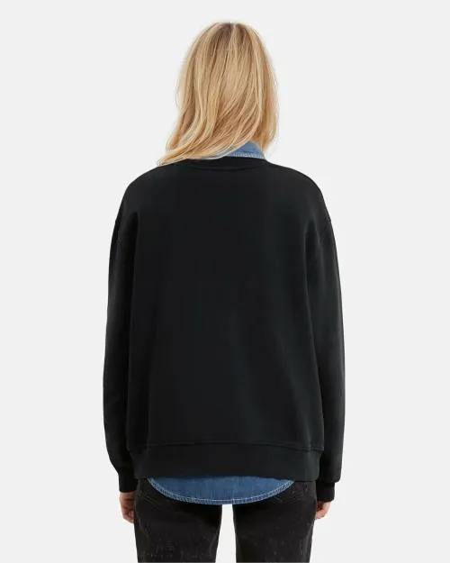 Women Sweatshirts The Kooples Black Screen Print Sweatshirt Black Washed