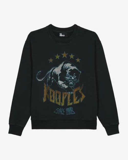 Women Sweatshirts The Kooples Black Screen Print Sweatshirt Black Washed