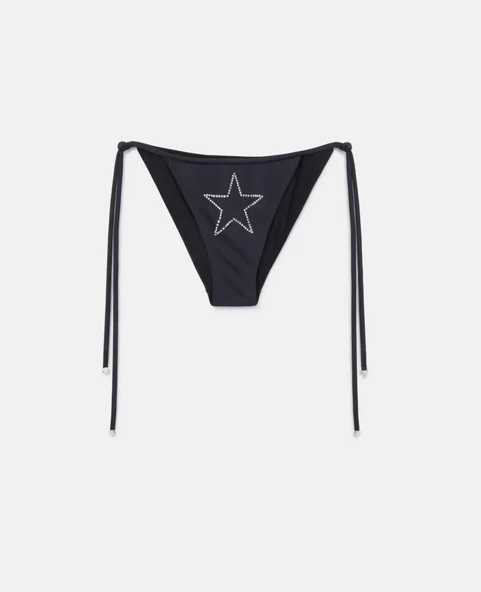 Women Swimwear Stella McCartney Diamant Star SideTie Bikini Briefs Black
