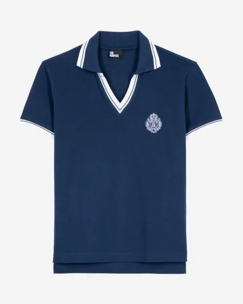 Women Tshirts The Kooples Blue VNeck Polo Shirt Dark Navy