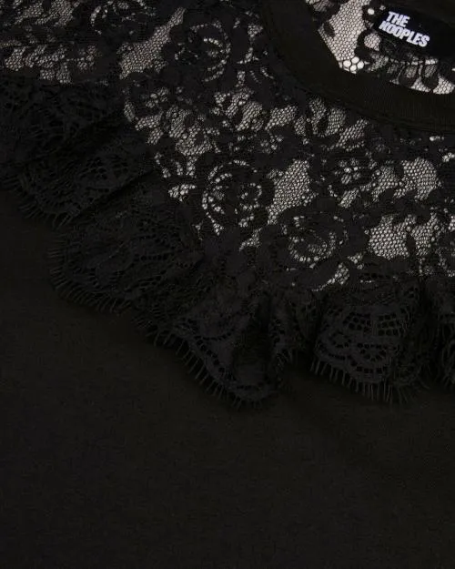 Women Tshirts The Kooples TShirt With Black Lace Black