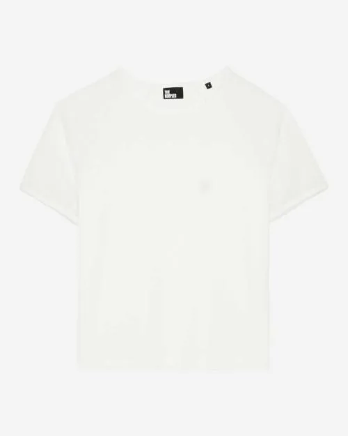 Women Tshirts The Kooples White TShirt With Lace Sleeves Ecru