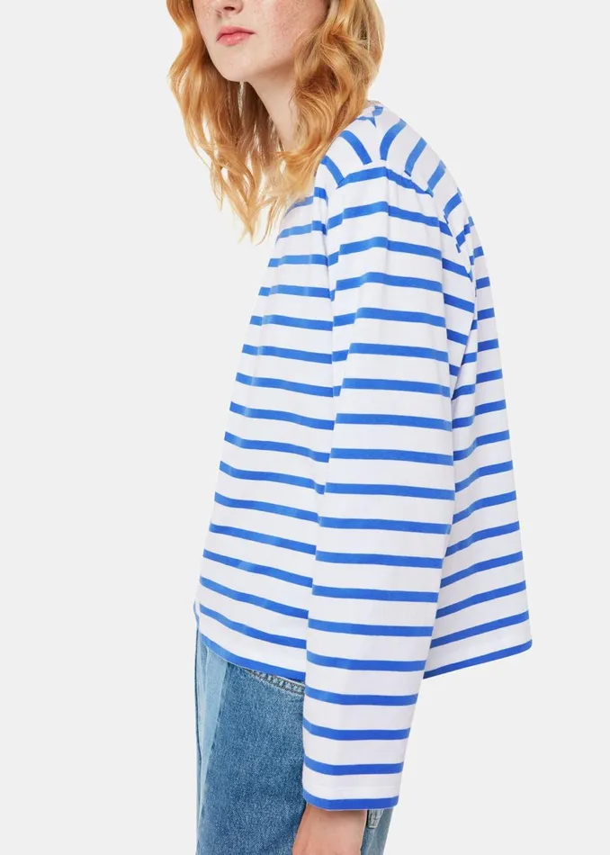 Women TShirts Whistles Blue Stripe Cotton Top