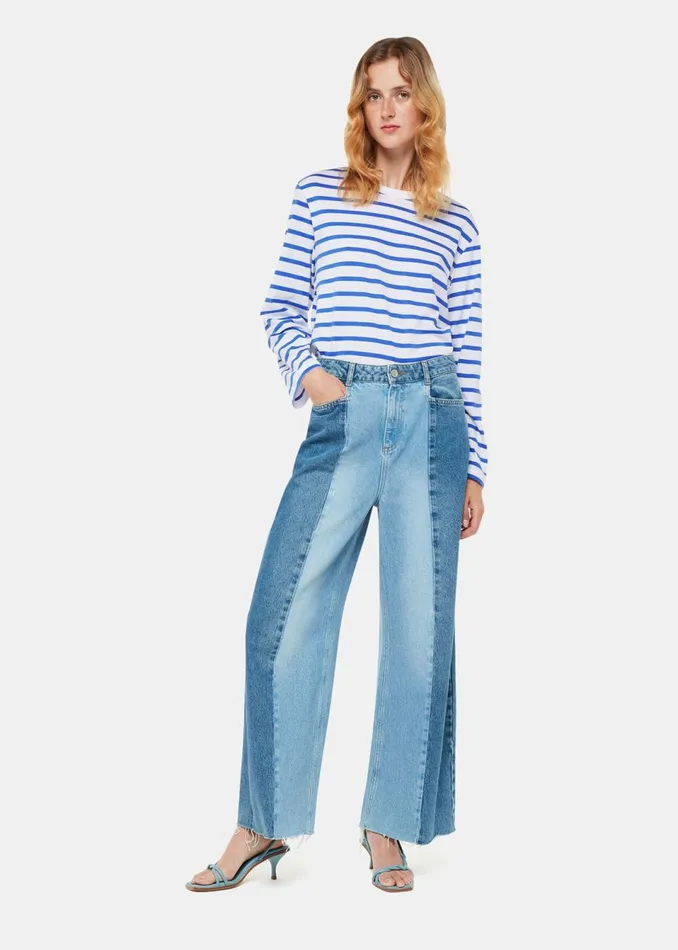Women TShirts Whistles Blue Stripe Cotton Top