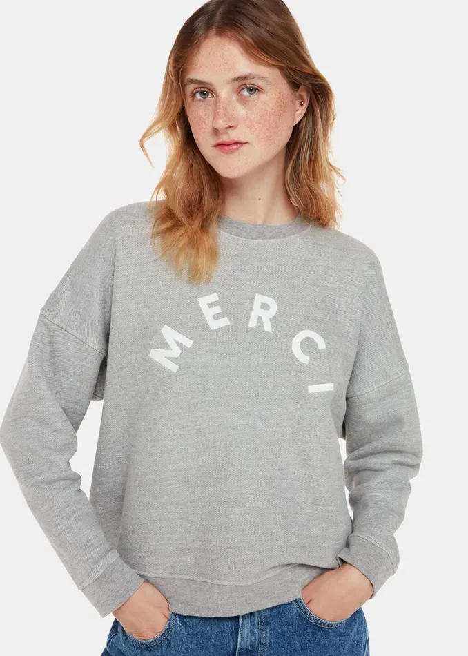 Women TShirts Whistles Grey Merci Logo Sweat