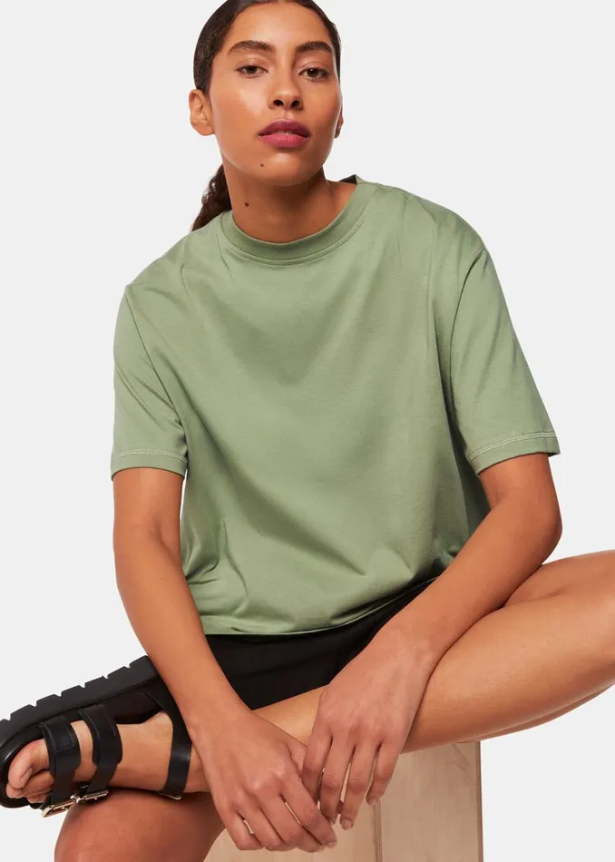 Women TShirts Whistles Khaki Relaxed Tee