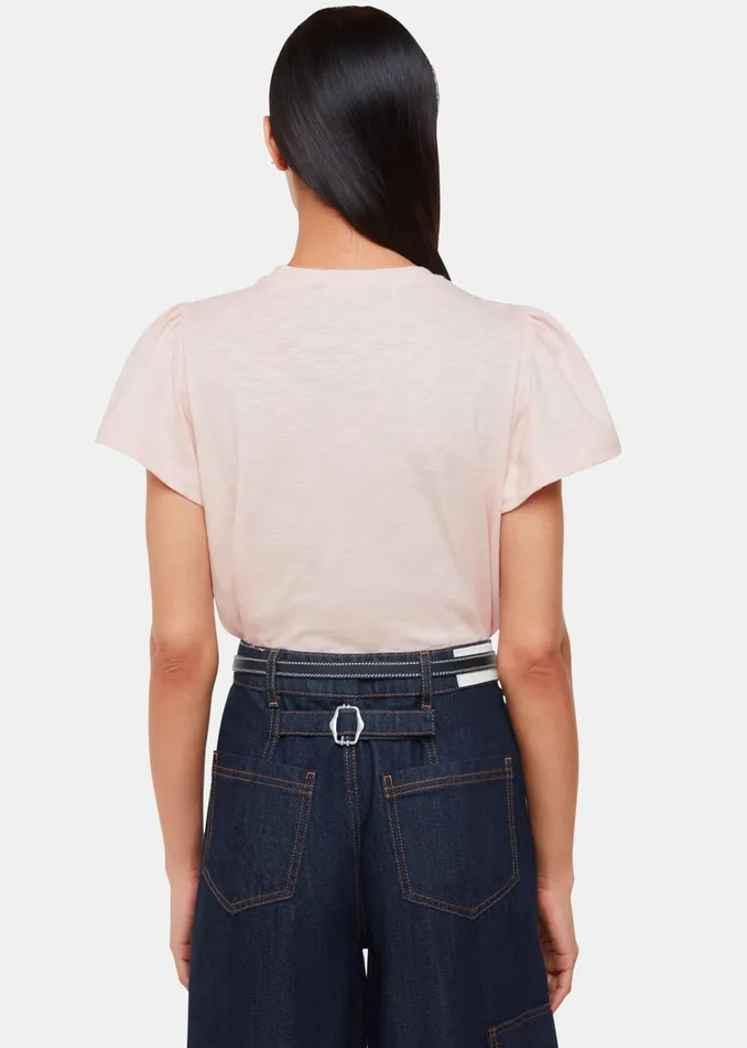 Women TShirts Whistles Pale Pink Cotton Frill Sleeve TShirt